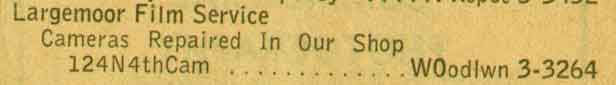 Largemoor Film Service directory listings, 1955