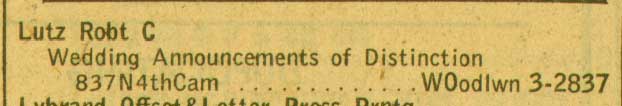 Lutz, Robt C. advertisement
