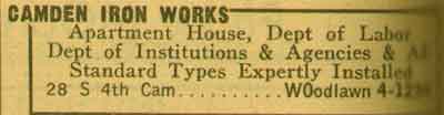 Camden Iron Works / Camden Iron Service Co. advertisement