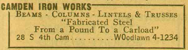 Camden Iron Works / Camden Iron Service Co. advertisement