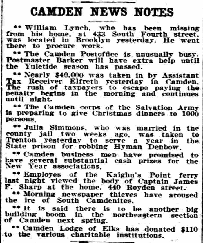 440 Royden Street — Philadelphia Inquirer, December 14, 1906