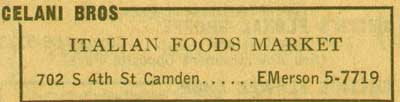 Gelani Bros, Italian Foods Market advertisement