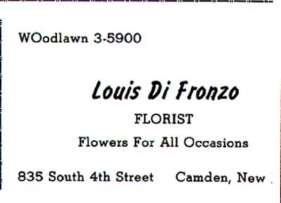 Louis Di Fronzo, Florist advertisement