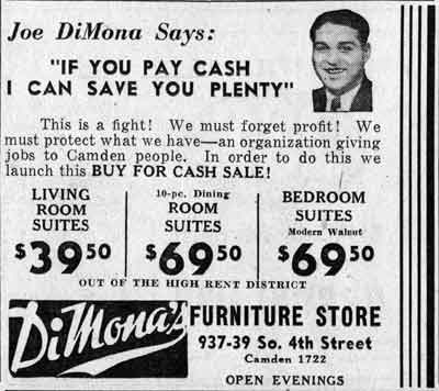 DiMona's Furniture Store advertisement