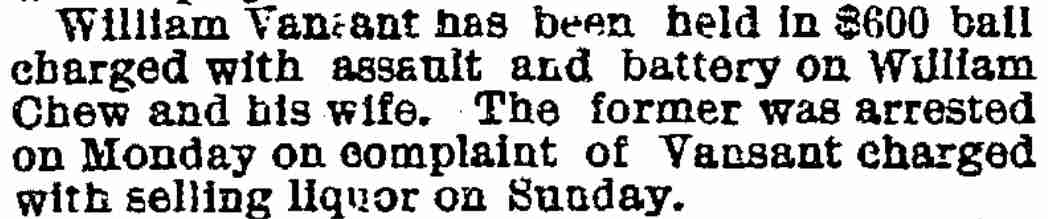 William Vansant Held in $600 Bail - Philadelphia Inquirer, July 8, 1887