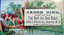 Jacob Sing, Boot and Shoe Maker advertisement