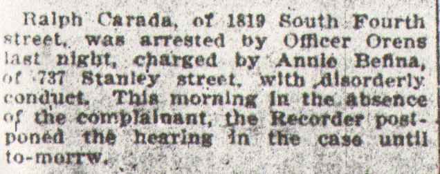 Annie Befina — Philadelphia Inquirer, January 29, 1909