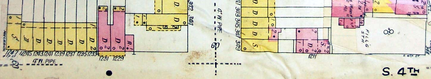 Sanborn fire-insurance map, 1211-1247 South 4th Street, 1962