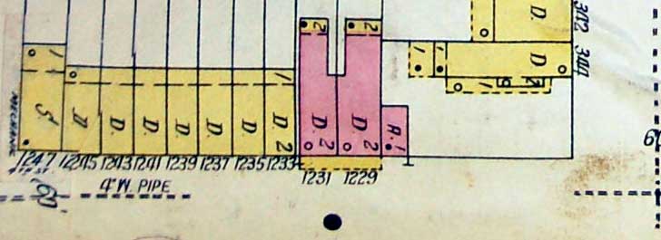 Sanborn fire-insurance map, 1229-1247 South 4th Street, 1962