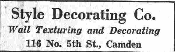 Style Decorating Co. Advertisement, Camden Courier-Post, June 16, 1932