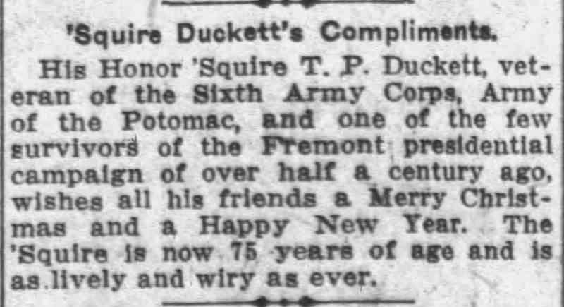 Squire Ducketts Compliments, Camden Post-Telegram, December 22, 1910
