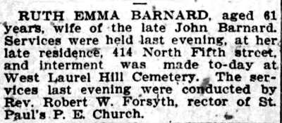 Mrs. Ruth Emma Barnard, Camden Post-Telegram, September 16, 1905