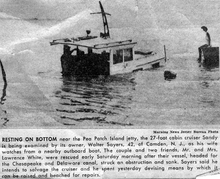 Cabin Cruiser Sandy Sinks, Morning News Jersey Bureau Photo