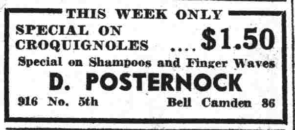 Beauty Salon Advertisement, Camden Courier-Post, August 28, 1935