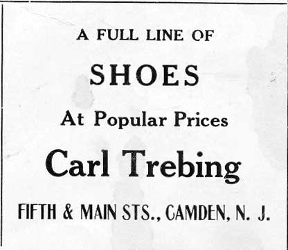 Carl Trebing Shoe Store Advertisement, Camden High School Purple and Gold Yearbook, 1919