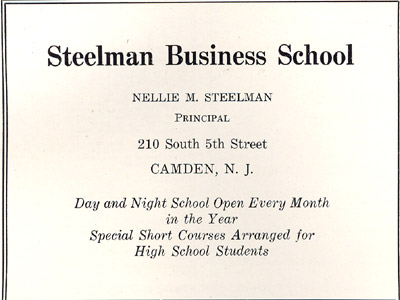 Steelman Business School Advertisement, Camden High School (Purple and Gold Yearbook), January 1928