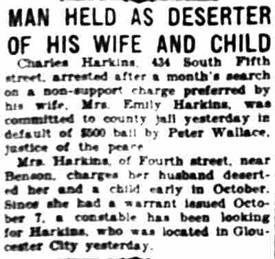 Man Held as Deserter of His Wife and Child, Camden Courier-Post, November 15, 1927