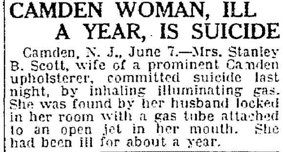 Camden Woman, Ill A Year, Is Suicide, Jersey Journal, June 7, 1922
