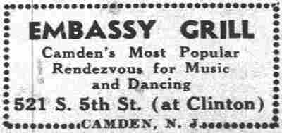 Embassy Grill Advertisement, Camden Courier-Post, July 19, 1934