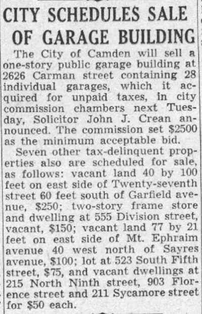 555 Division Street — John J. Crean, Camden Courier-Post, July 4, 1941