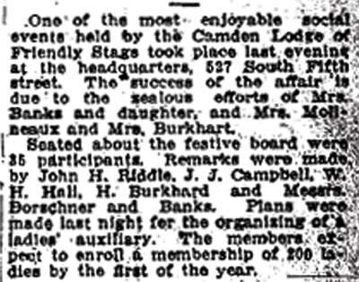 Camden Lodge of Friendly Stags, Camden Post-Telegram, December 11, 1914