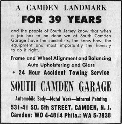 South Camden Garage Advertisement, Camden Courier-Post, May 19, 1964