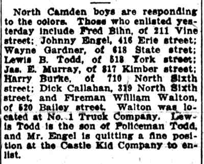 Camden Post-Telegram, December 12, 1917 — North Camden boys enlisting