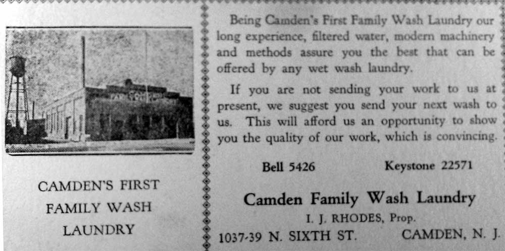 Camden Family Wash Laundry, 1037–1039 North 6th Street, 1920s–1930s