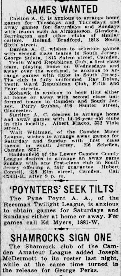 Games Wanted — Camden Courier-Post, June 3, 1932