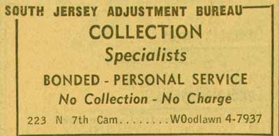223 North 7th Street, 1955 NJ Bell Yellow Pages ad