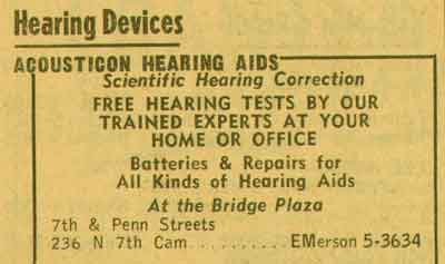 236 North 7th Street, 1955 NJ Bell Yellow Pages ad