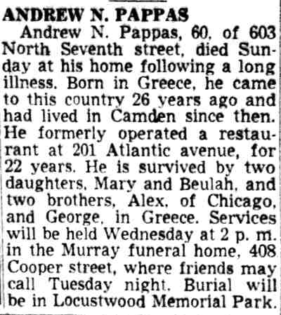 Andrew N. Pappas - February 13, 1950