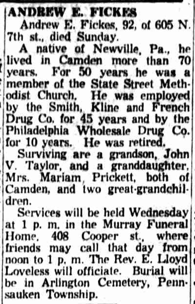 Andrew E. Fickes - August 23, 1955