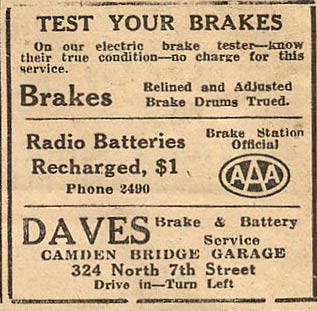 Daves Brake & Battery Service - September 12, 1929