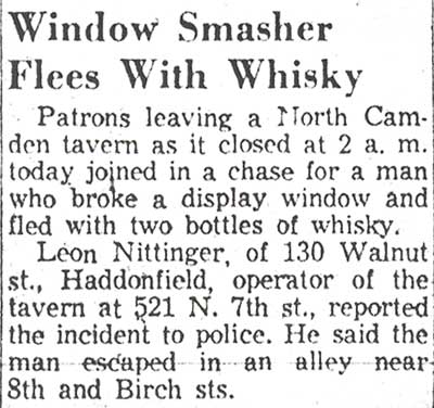 Window Smasher Flees With Whisky - December 11, 1957