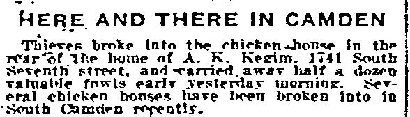 1741 South 7th Street, Philadelphia Inquirer, September 11, 1918