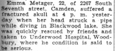 2267 South 7th Street, Emma Metzger, Camden Courier-Post, June 6, 1932