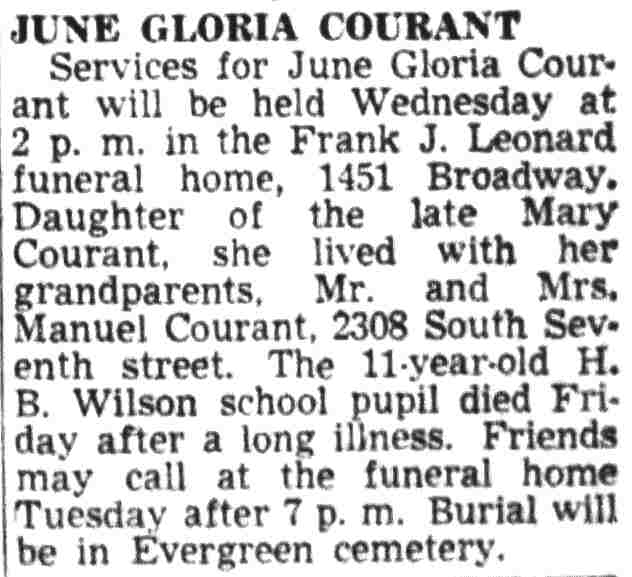 2307 South 7th Street, Manuel Courant family, Camden Courier-Post, August 12, 1950