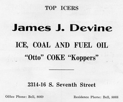 2314-2316 South 7th Street, James J. Devine, Ice Coal and Fuel Oil, 1939 banquet program