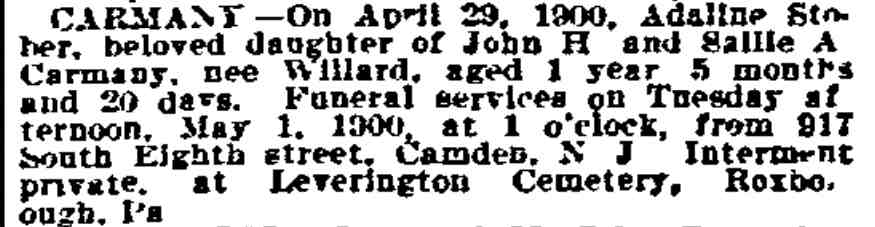 917 South 8th Street, Philadelphia Inquirer, May 1, 1900