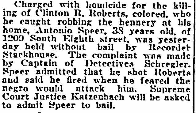 1209 South 8th Street, Philadelphia Inquirer, April 18, 1922