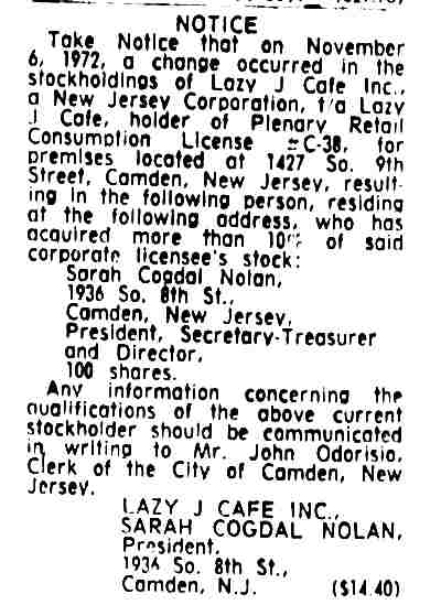 1936 South 8th Street, Camden Courier-Post, November 19, 1972