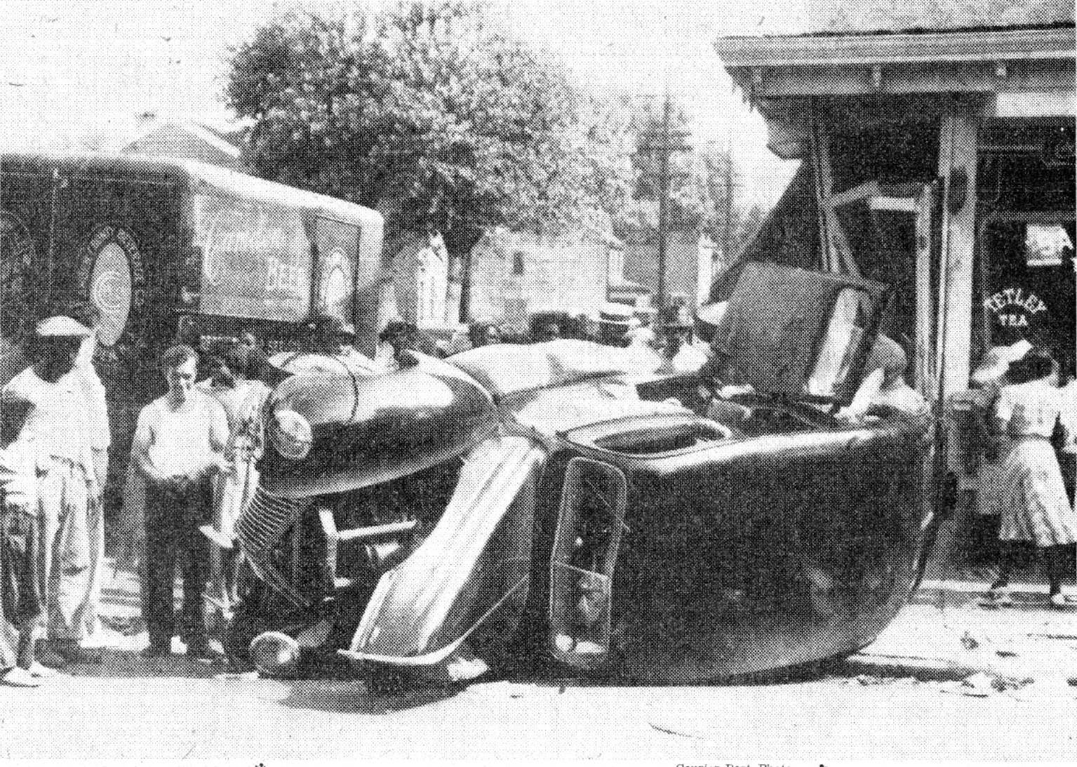 Overturned truck at 8th Street and Central Avenue — Camden Courier-Post, July 1, 1941