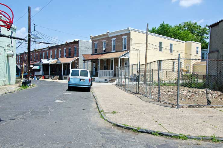 Looking north on South 8th Street from Line Street, May 29, 2012