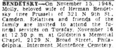 Camden Courier-Post, November 16, 1948 — Herman Benedetsky, 321 North 9th Street