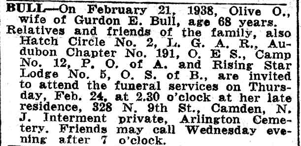 Camden Courier-Post, February 22, 1938 — Gurdon E. Bull, 328 North 9th Street, continuation