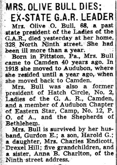 Camden Courier-Post, February 22, 1938 — Gurdon E. Bull, 328 North 9th Street