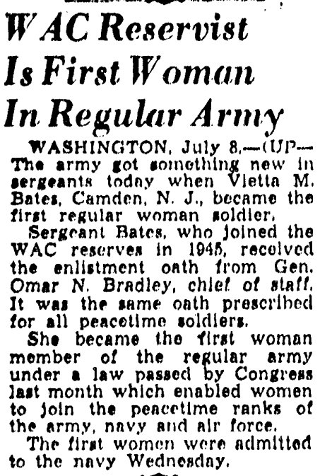 Greensboro Daily News, July 9, 1948 — Vietta Bates, 542 North 9th Street