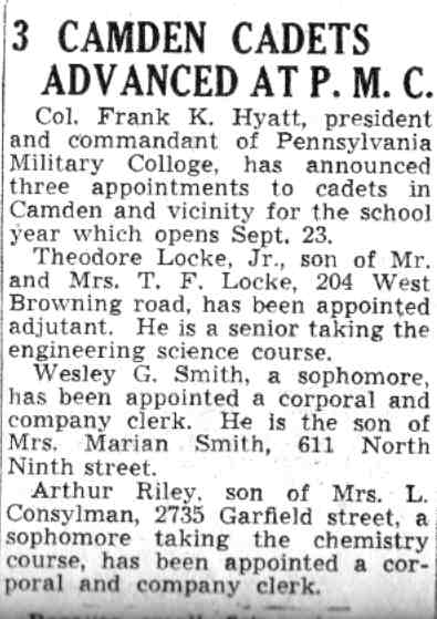 3 Camden Cadets Advanced at P.M.C., Camden Courier-Post, July 29, 1941