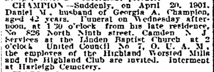 Philadelphia Inquirer, April 23, 1901 — 826 North 9th Street